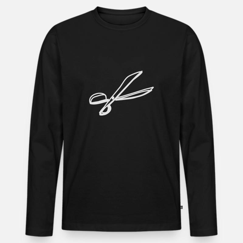 Schere - Männer Premium Bio Langarmshirt - Schwarz