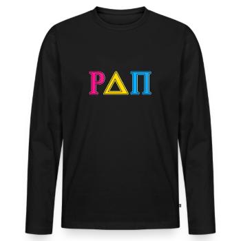 LGBT Pan Pansexual Pride Queer CSD Greek - Men's Premium Organic Long Sleeve Shirt - black - Front - Nico (187cm)
