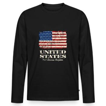 USA Flag - Vintage Look - T-shirt manches longues Premium bio Homme - noir - Devant - Nico (187cm)