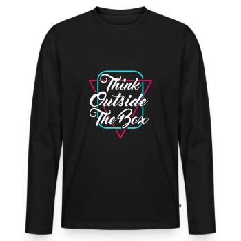 Think outside the box - Kreativität - Männer Premium Bio Langarmshirt - Schwarz - Vorne - Nico (187cm)