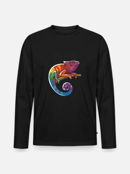 Chamäleon Farbenfroh - Männer Premium Bio Langarmshirt - Schwarz