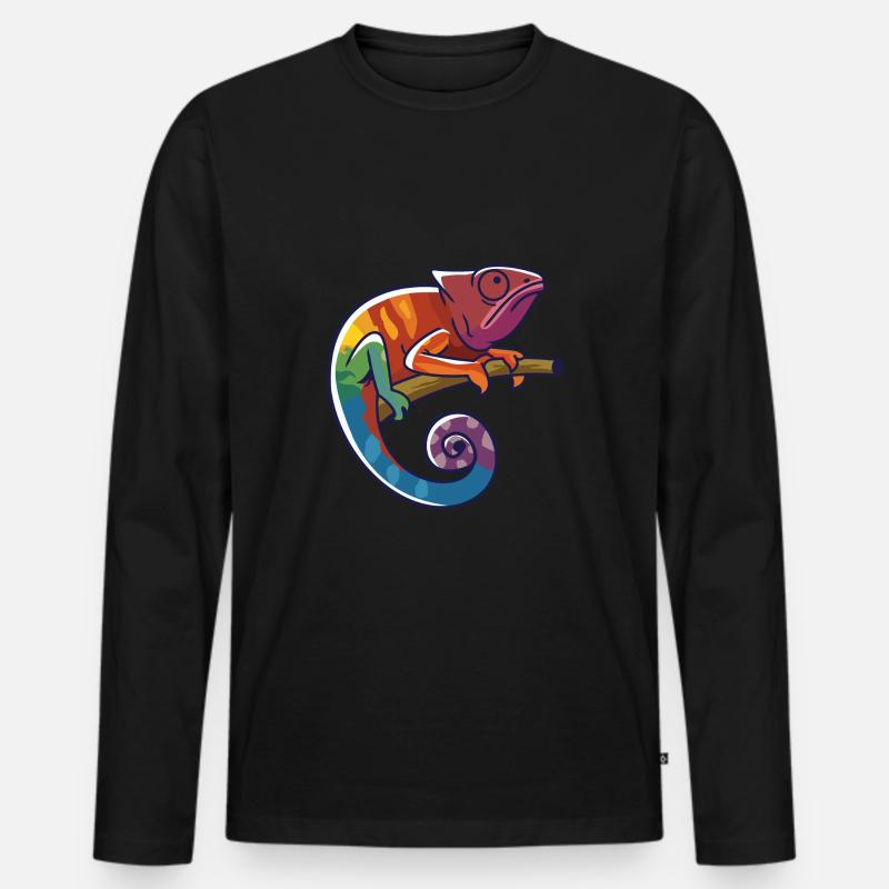 Chamäleon Farbenfroh - Männer Premium Bio Langarmshirt - Schwarz