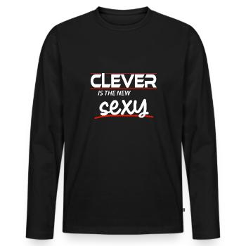 CLEVER is the new SEXY - Men's Premium Organic Long Sleeve Shirt - black - Front - Nico (187cm)