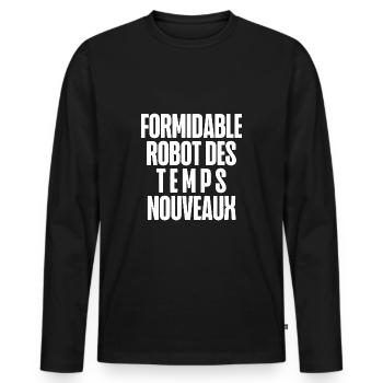 formidable robot - T-shirt manches longues Premium bio Homme - noir - Devant - Nico (187cm)