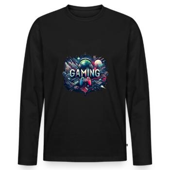 Gamer Niveau console Nerd Gamer gaming - T-shirt manches longues Premium bio Homme - noir - Devant - Nico (187cm)