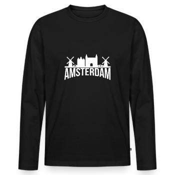 Amsterdam skyline - Men's Premium Organic Long Sleeve Shirt - black - Front - Nico (187cm)
