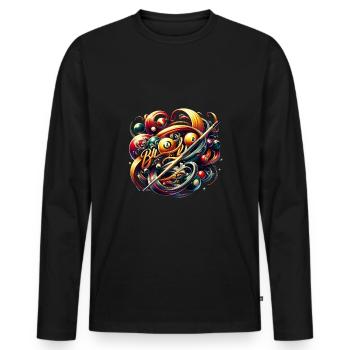 Billardtisch und Queue gehören zum Billard - Männer Premium Bio Langarmshirt - Schwarz - Vorne - Nico (187cm)