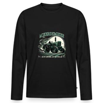 Traktor lustiger Spruch für den studierten Bauer - Männer Premium Bio Langarmshirt - Schwarz - Vorne - Nico (187cm)