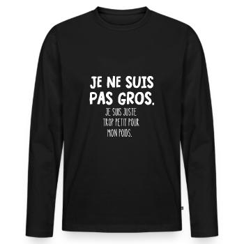 je ne suis pas gros - T-shirt manches longues Premium bio Homme - noir - Devant - Nico (187cm)