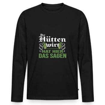 Hüttenwirt Berghütte Almwirtschaft almwiesn - Männer Premium Bio Langarmshirt - Schwarz - Vorne - Nico (187cm)