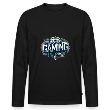 Gamer Gamer gaming Console Level Nerd - Men's Premium Organic Long Sleeve Shirt - black - Front - Nico (187cm)