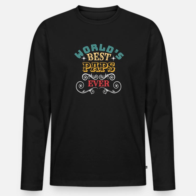 Worlds Best Paps Ever - Männer Premium Bio Langarmshirt - Schwarz