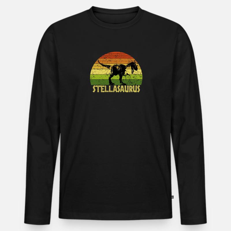 Stellasaurus Stella saurus dinosaur - Männer Premium Bio Langarmshirt - Schwarz