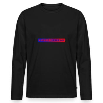 Speed Freak with blue red background - Men's Premium Organic Long Sleeve Shirt - black - Front - Nico (187cm)