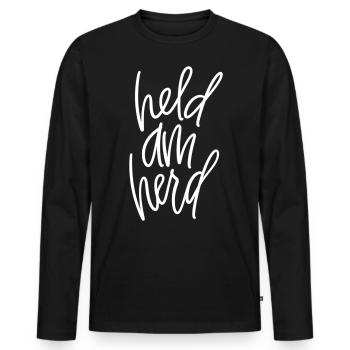 Held am Herd - Männer Premium Bio Langarmshirt - Schwarz - Vorne - Nico (187cm)