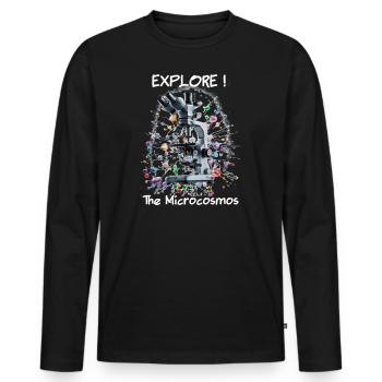 Explore the Microcosmos - Männer Premium Bio Langarmshirt - Schwarz - Vorne - Nico (187cm)