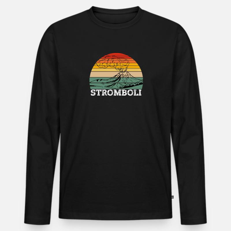 Stromboli - Männer Premium Bio Langarmshirt - Schwarz