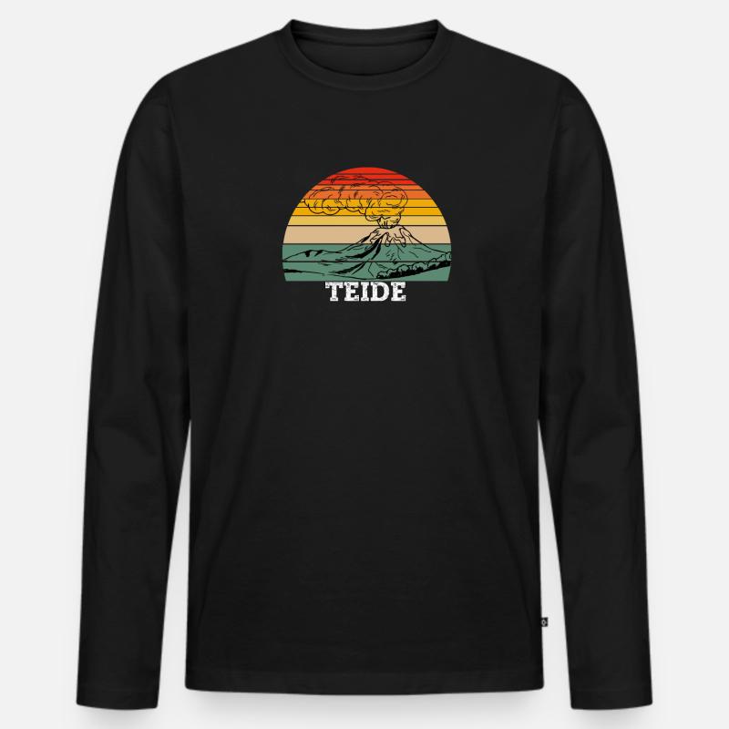 Teide - Männer Premium Bio Langarmshirt - Schwarz