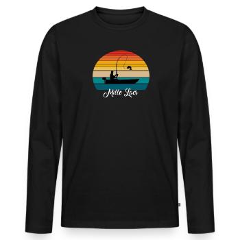Mille Lacs Fishing Spot - Men's Premium Organic Long Sleeve Shirt - black - Front - Nico (187cm)