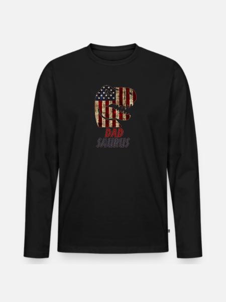Patriotic Dad Dinosaur - Men's Premium Organic Long Sleeve Shirt - black