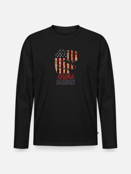 Patriotic Ouma Dinosaur - Men's Premium Organic Long Sleeve Shirt - black