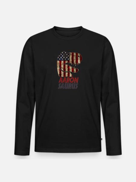 Patriotic Aaron Dinosaur Aaronsaurus - Men's Premium Organic Long Sleeve Shirt - black