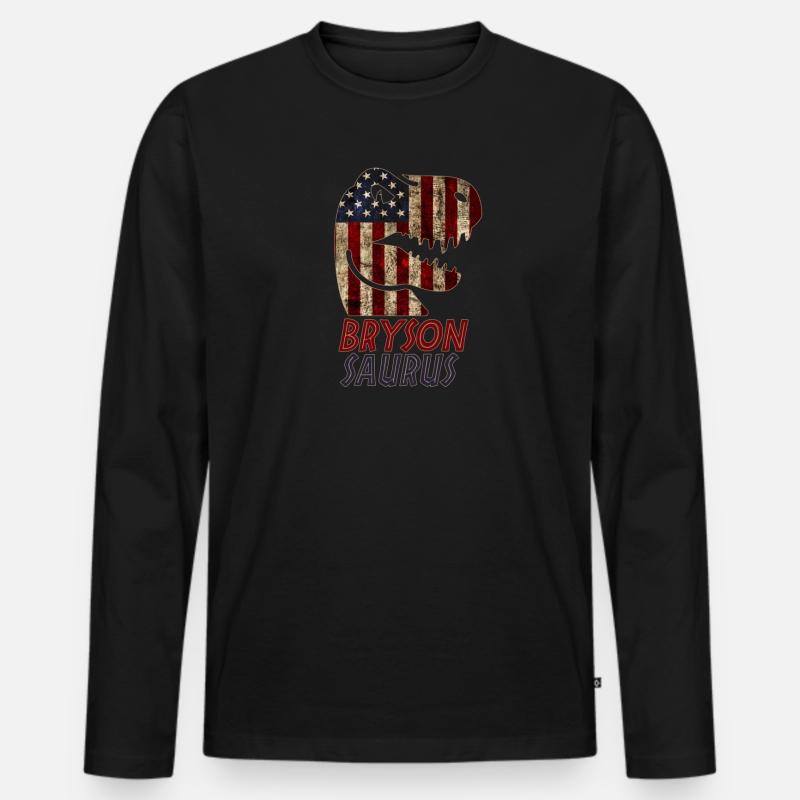 Patriotic Bryson Dinosaur Brysonsaurus - Männer Premium Bio Langarmshirt - Schwarz