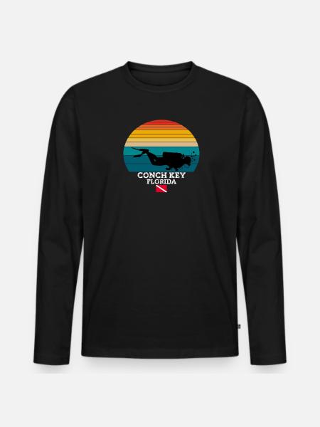 Conch Key US Island Diving - Men's Premium Organic Long Sleeve Shirt - black