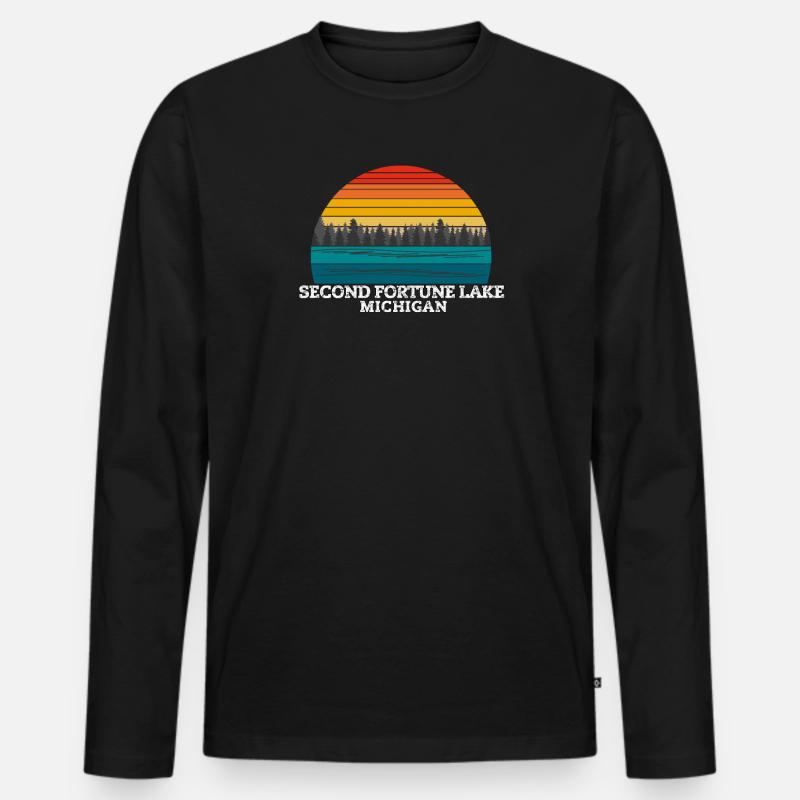 Second Fortune Lake Michigan - Männer Premium Bio Langarmshirt - Schwarz