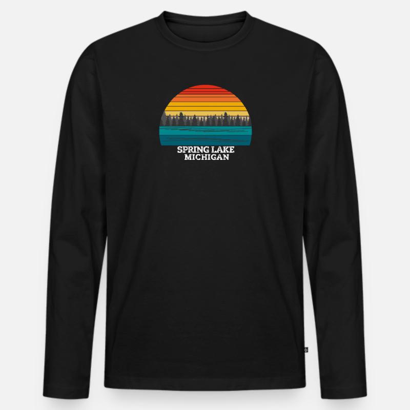 Spring Lake Michigan - Männer Premium Bio Langarmshirt - Schwarz