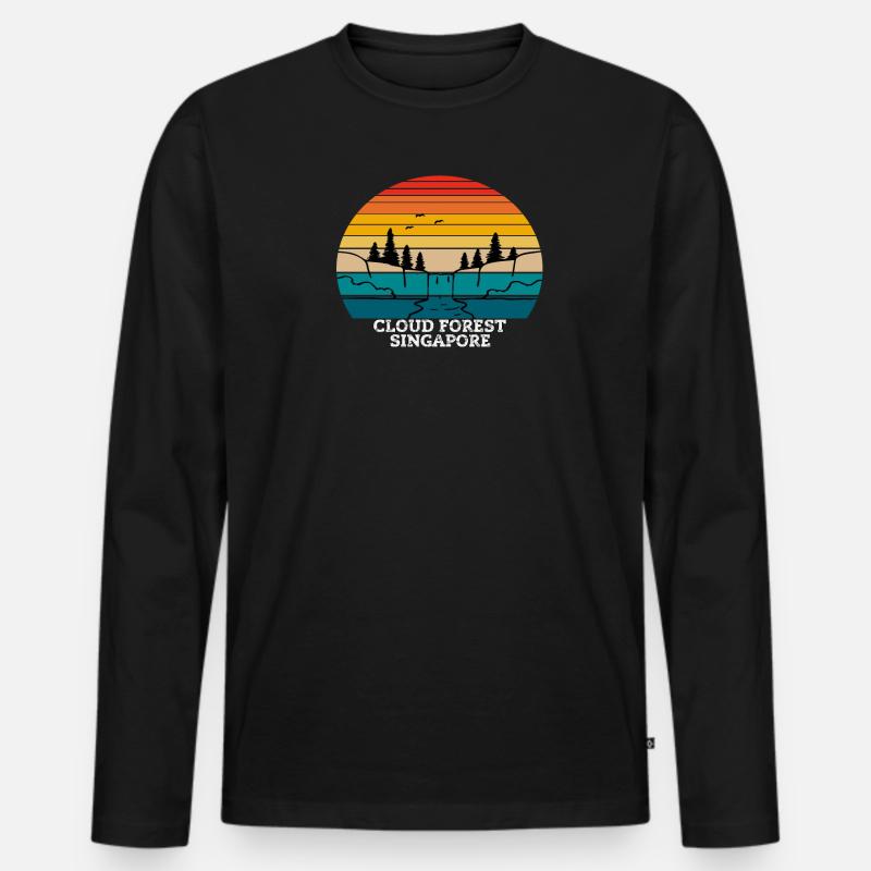 Cloud Forest Singapore - Männer Premium Bio Langarmshirt - Schwarz