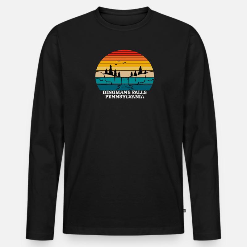 Dingmans Falls Pennsylvania - Männer Premium Bio Langarmshirt - Schwarz