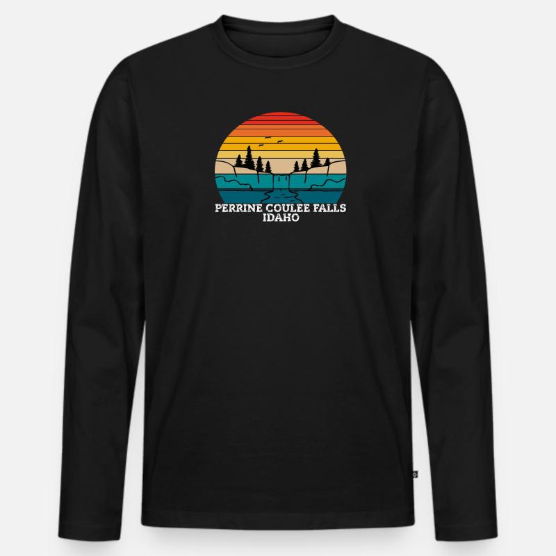 Perrine Coulee Falls Idaho - Männer Premium Bio Langarmshirt - Schwarz