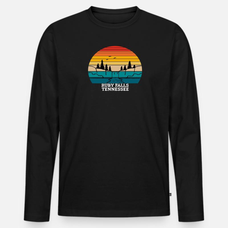 Ruby Falls Tennessee - Männer Premium Bio Langarmshirt - Schwarz