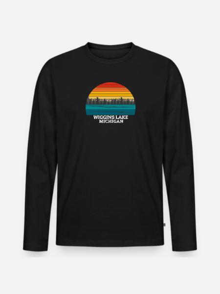 Wiggins Lake Michigan - Männer Premium Bio Langarmshirt - Schwarz