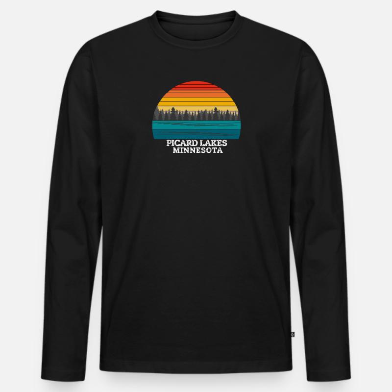 Picard Lakes Minnesota - Männer Premium Bio Langarmshirt - Schwarz