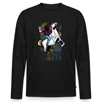 Death Metal Einhorn Musik Metal Head Rocker Heavy - Männer Premium Bio Langarmshirt - Schwarz - Vorne - Nico (187cm)