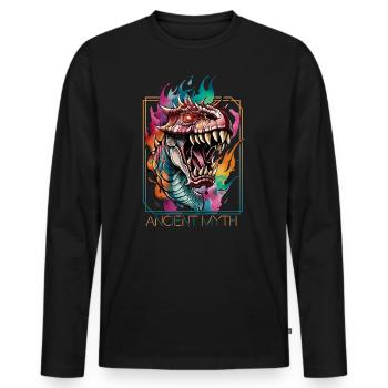 Drachenkopf: Eine Hommage an alte Mythen - Männer Premium Bio Langarmshirt - Schwarz - Vorne - Nico (187cm)