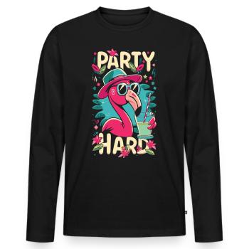 Flamingo Party Mode - Party like a flamingo - Men's Premium Organic Long Sleeve Shirt - black - Front - Nico (187cm)