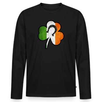 St Patricks Day - Men's Premium Organic Long Sleeve Shirt - black - Front - Nico (187cm)