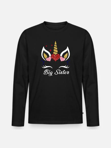 Große Schwester - Männer Premium Bio Langarmshirt - Schwarz