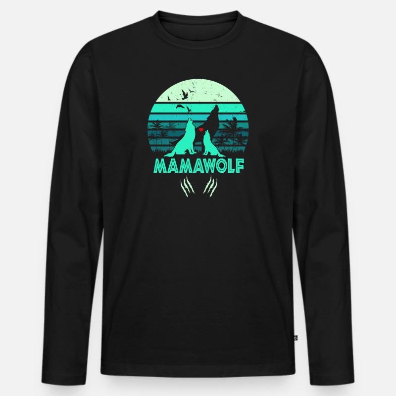 MamaWolf - Männer Premium Bio Langarmshirt - Schwarz