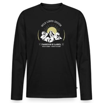 Mountains & Sun I Wild Linus - Männer Premium Bio Langarmshirt - Schwarz - Vorne - Nico (187cm)