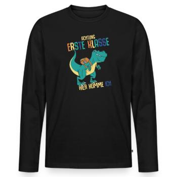 Schulkind Erste Klasse Schulanfänger Schulstart - Männer Premium Bio Langarmshirt - Schwarz - Vorne - Nico (187cm)