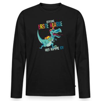 Schulkind Erste Klasse Schulanfänger Schulstart - Männer Premium Bio Langarmshirt - Schwarz - Vorne - Nico (187cm)