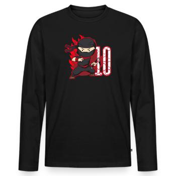 Ninja Fighter Birthday Boy 10 Years Old Ninjas - Men's Premium Organic Long Sleeve Shirt - black - Front - Nico (187cm)