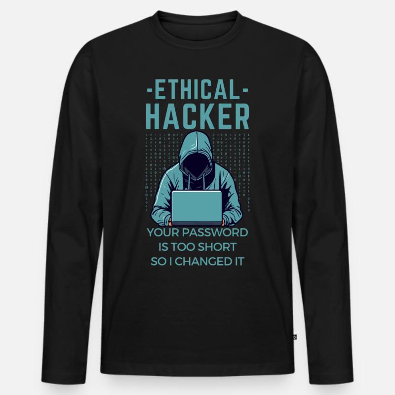 Hacker Cybersecurity IT Cybersicherheit - Männer Premium Bio Langarmshirt - Schwarz