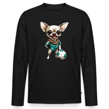 Fussball Chihuahua - Männer Premium Bio Langarmshirt - Schwarz - Vorne - Nico (187cm)