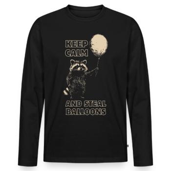 Waschbär mit Luftballon lustiger Spruch - Männer Premium Bio Langarmshirt - Schwarz - Vorne - Nico (187cm)