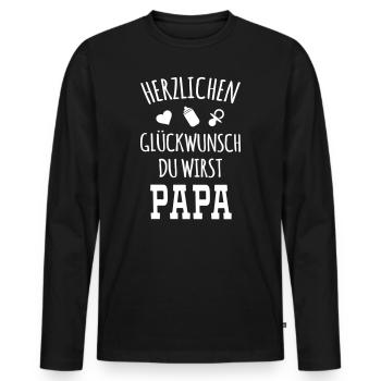 Papa werden wirst Vater schwanger Schwangerschaft - Männer Premium Bio Langarmshirt - Schwarz - Vorne - Nico (187cm)